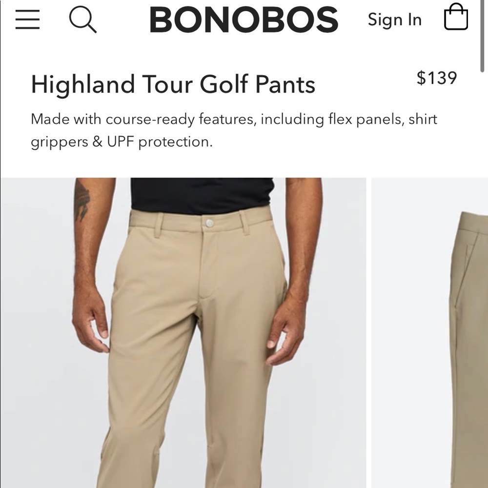 Bonobos 33x30 Slim Golf Pants